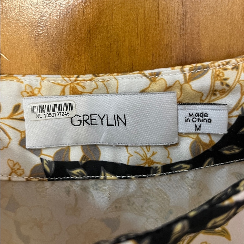 Greylin Cream, Black & Gold Floral High-Low Skirt - Picture 2 of 6